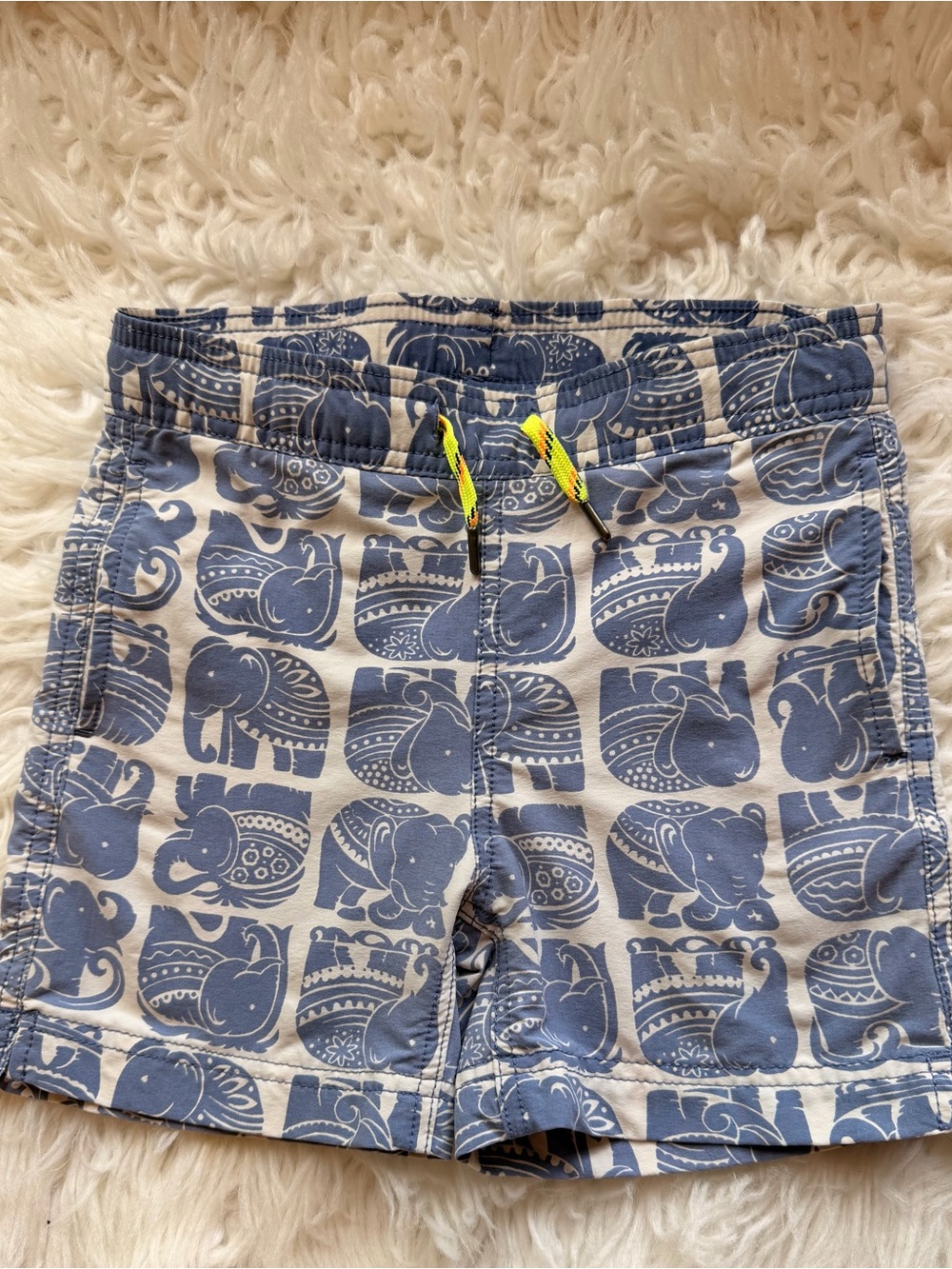 J Crew Crewcuts Blue Elephant Print Kids Swim Shorts Size 2